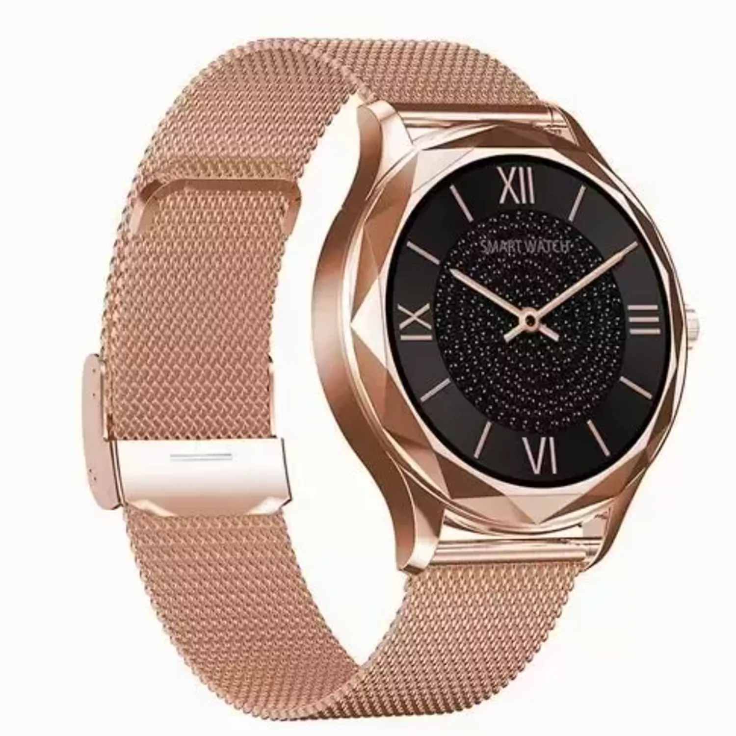 Smartwatch damski Garett Lady Ann RT złoty, stalowy na bransolecie ⌚  (2).webp